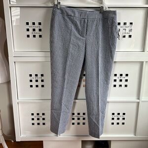 MWT Nine West "The Skinny" navy blue and white gingham check ankle pants Size 14